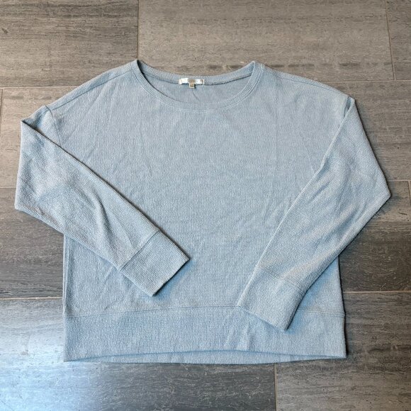 Z Supply Hang Out Rib Long Sleeve Top Lightweight Sweatshirt Blue Size Large - Picture 3 of 11